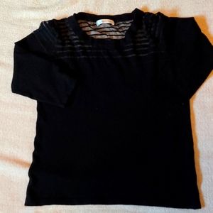 August Silk- Mesh Sweater- Black- Large